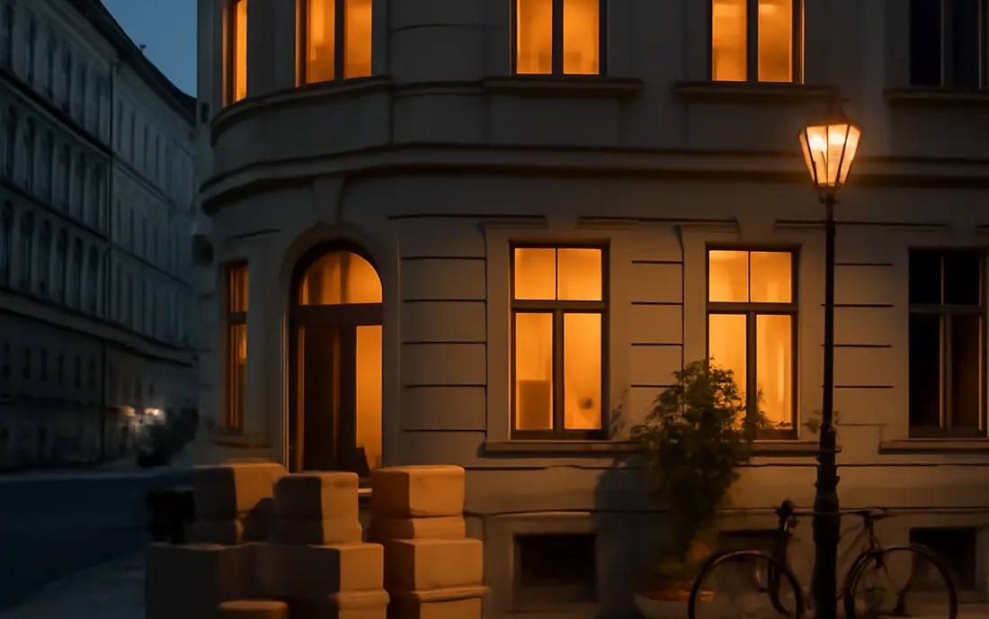 Umzugswagen vor einem Haus in Österreich