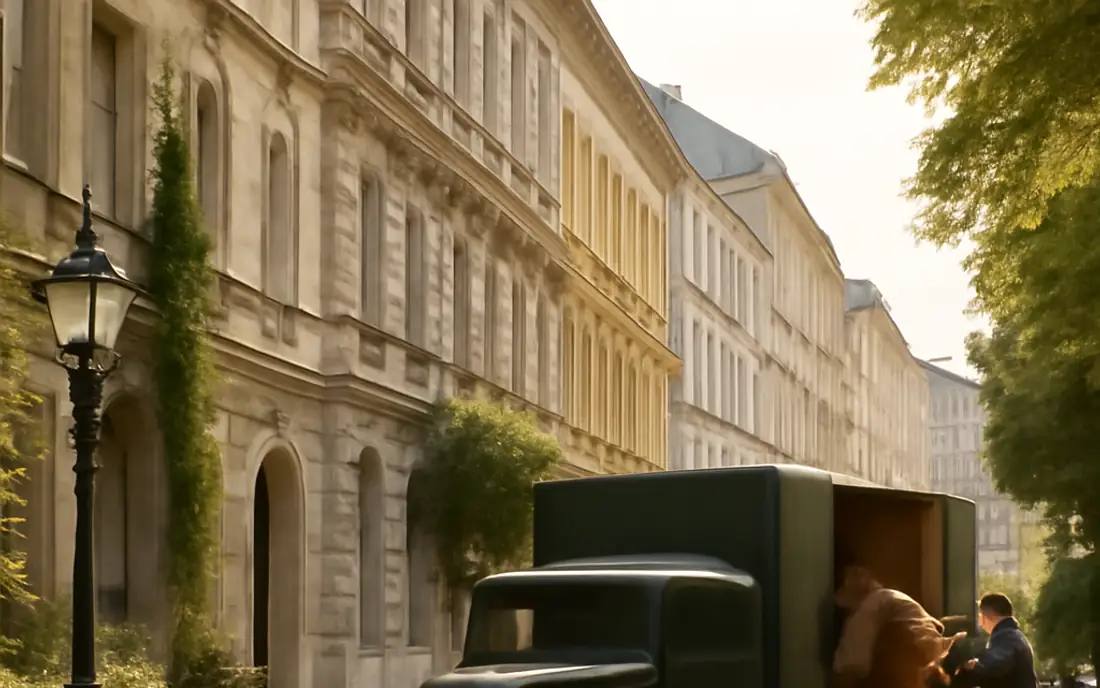 Umzugswagen vor einem Haus in Österreich